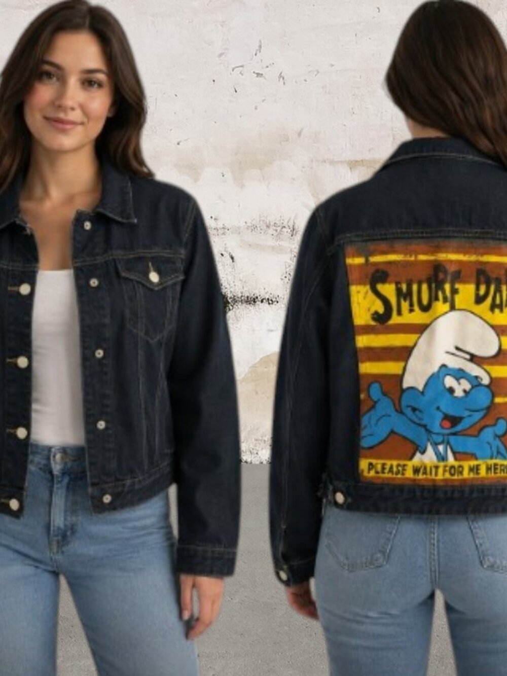 Mo & Co Women's Denim Smurf Jacket Size Large